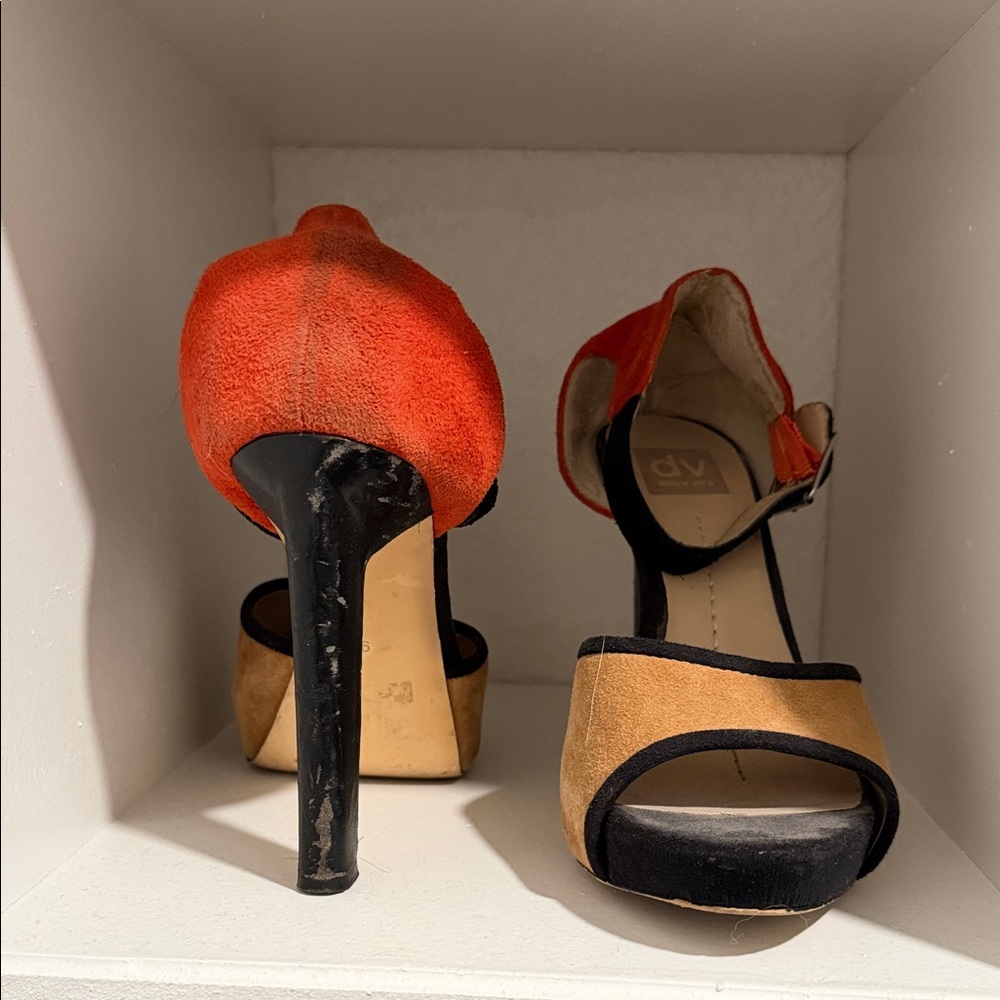 DV by Dolce Vita Red and Tan Heeled Sandals